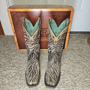 Corral zebra print suede western boots